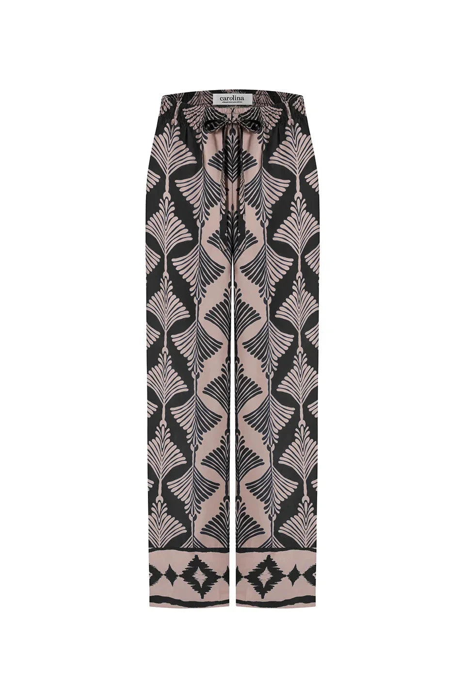 Casey Straight Leg Pants Fan Print in Black & Espresso