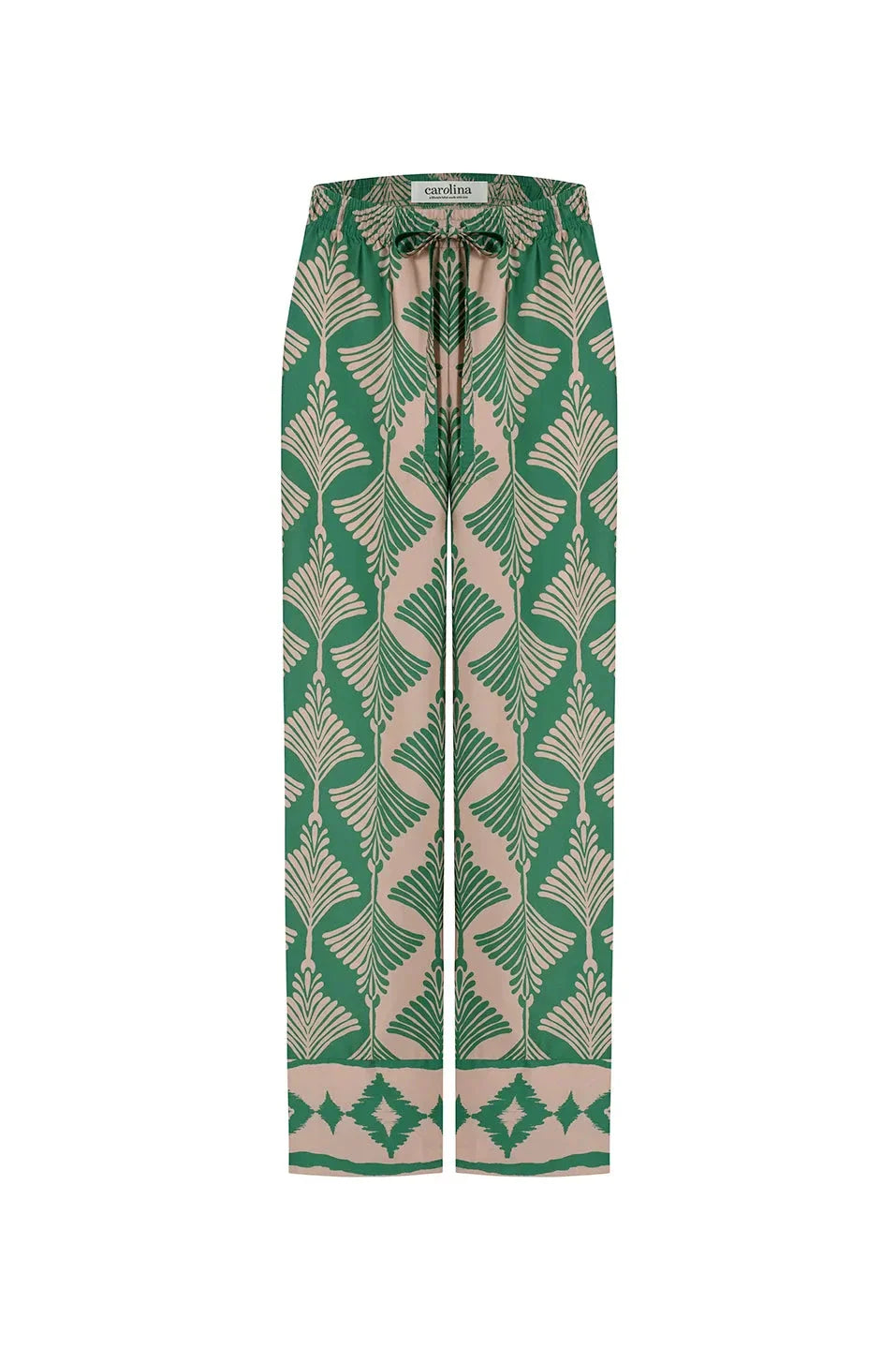 Casey Straight Leg Pants Fan Print in Emerald & Espresso