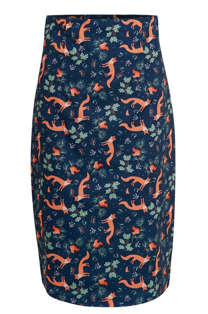 Falda Chic Black Pencil Skirt In Fox Print