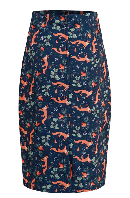 Falda Chic Black Pencil Skirt In Fox Print