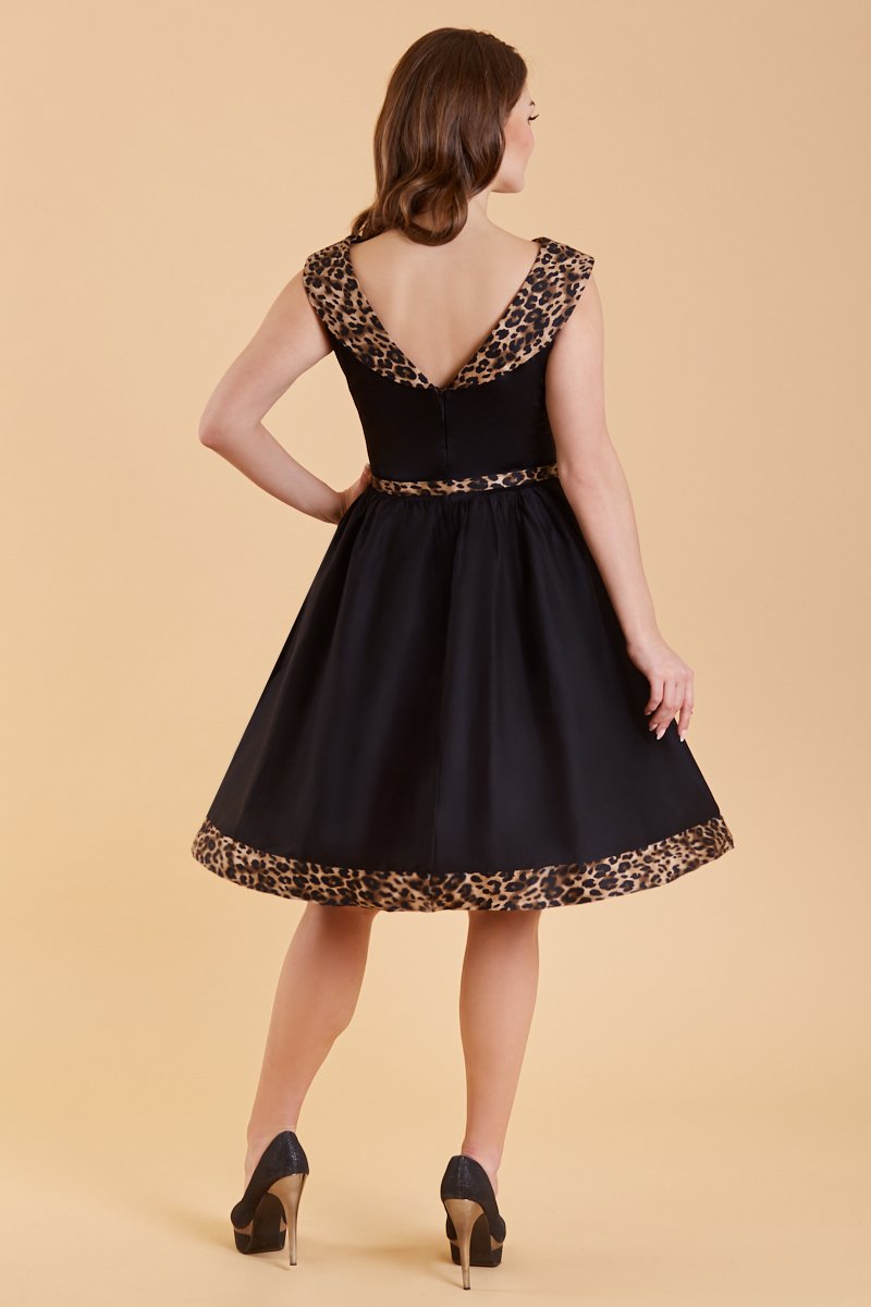 Cindy Retro Dress in Leopard Print