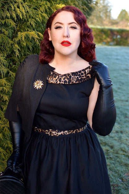 Cindy Retro Dress in Leopard Print
