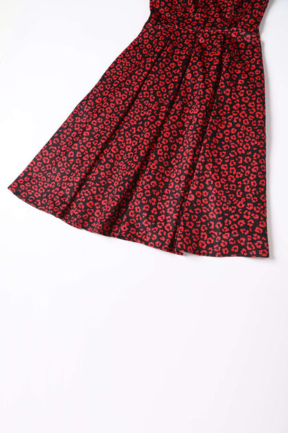 Lily Black & Red Cheetah Print Off Shoulder Dress