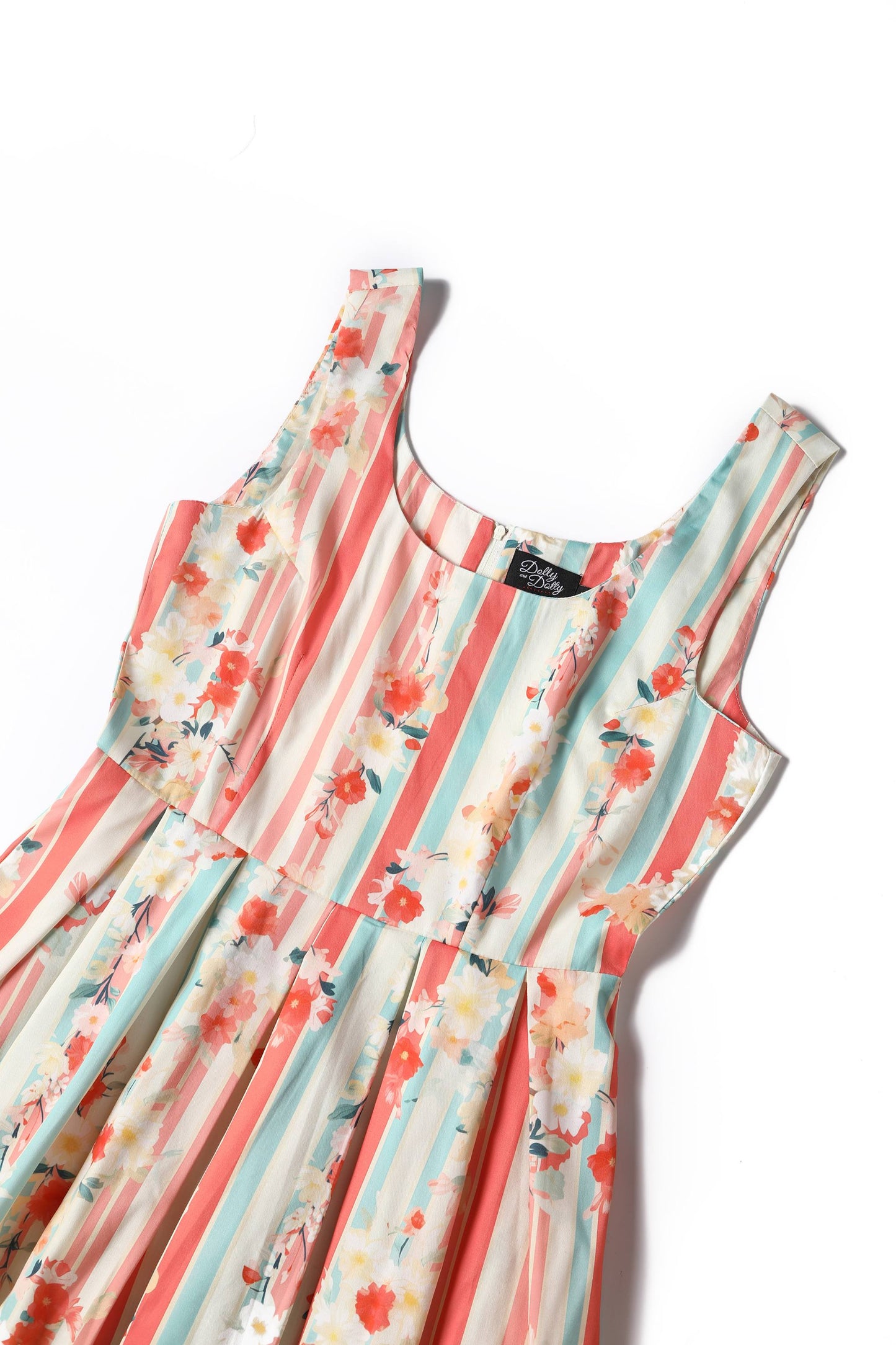 Amanda Pastel Floral & Striped Swing Dress