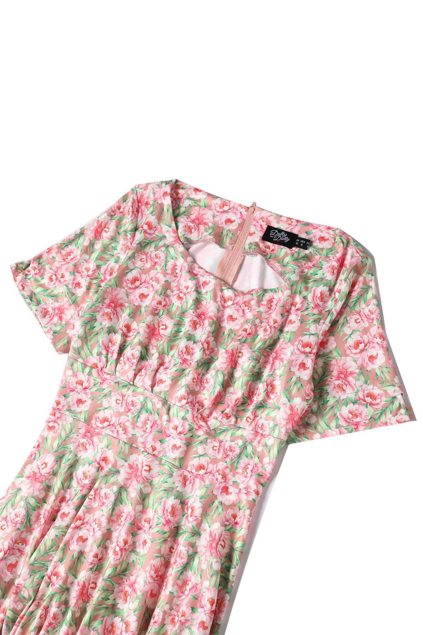 Brenda Pink Floral Short Sleeved Dress