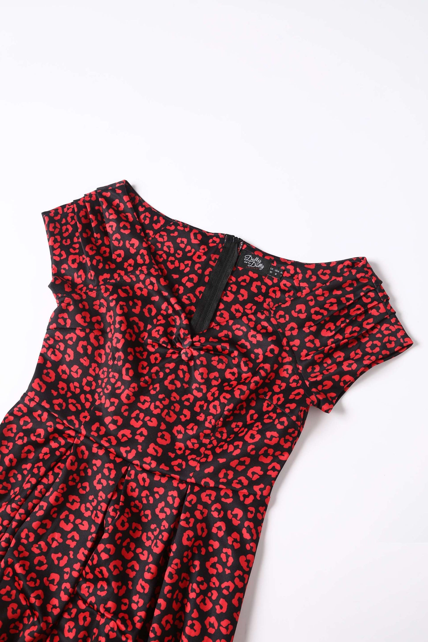 Lily Black & Red Cheetah Print Off Shoulder Dress