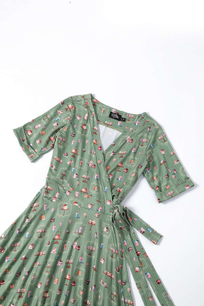 Matilda Green Sweet Tooth Wrap Dress