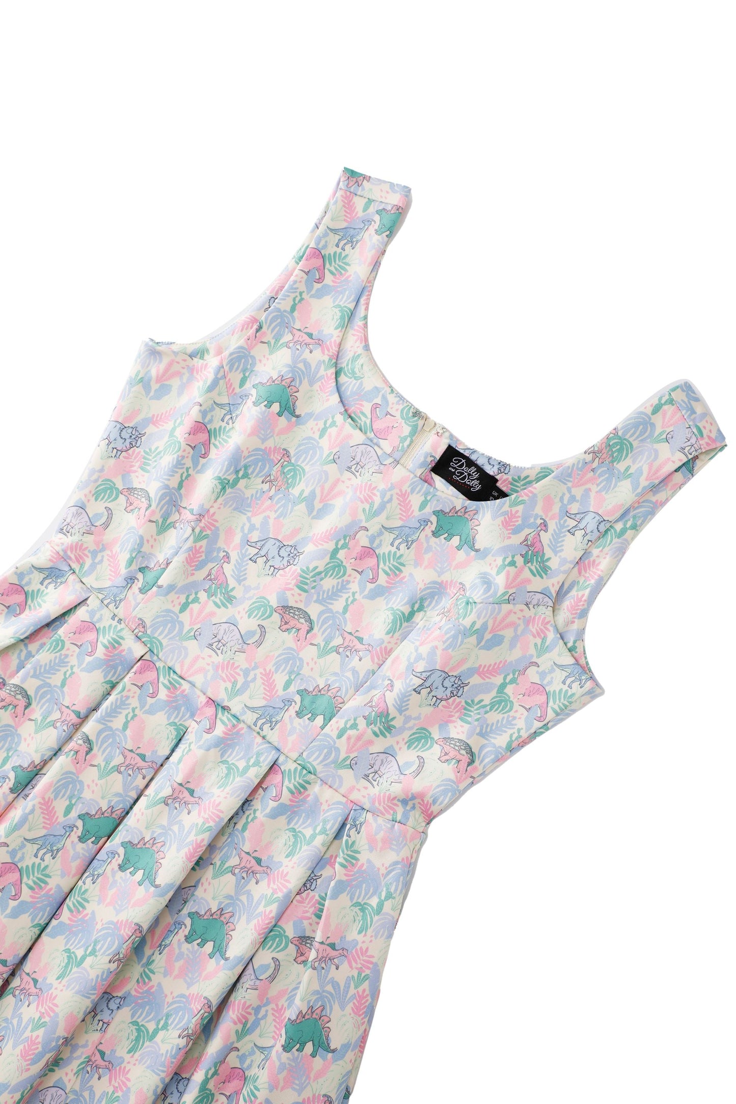 Amanda Pastel Dinosaur Flared Dress