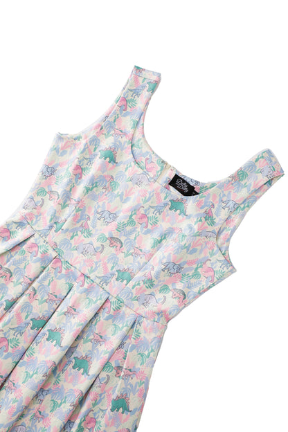 Amanda Pastel Dinosaur Flared Dress