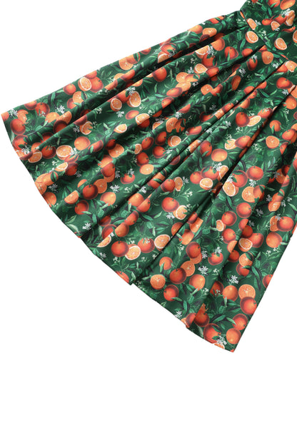 Amanda Orange Flared Dress In Green
