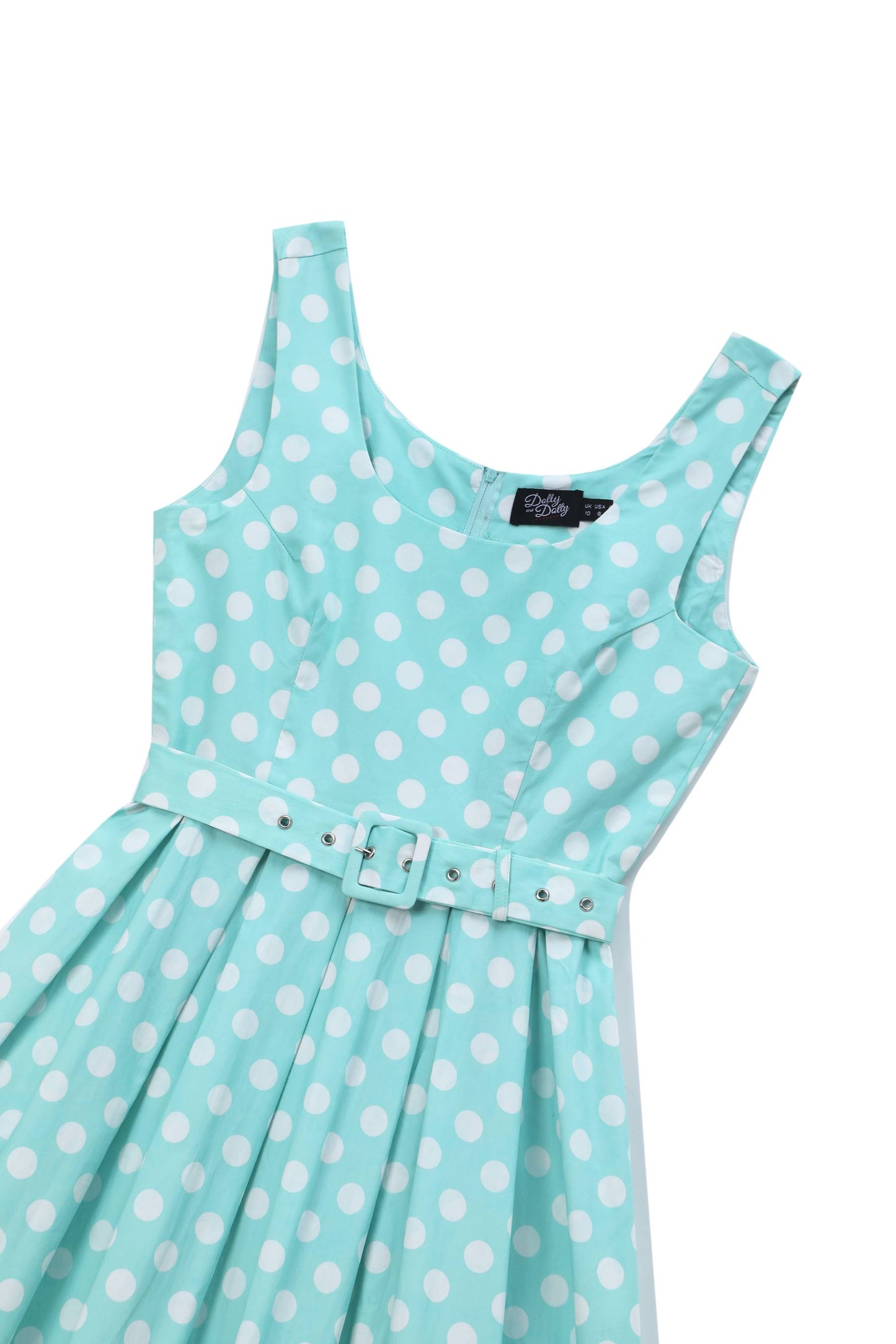Amanda Polka Dot Flared Dress In Mint Green