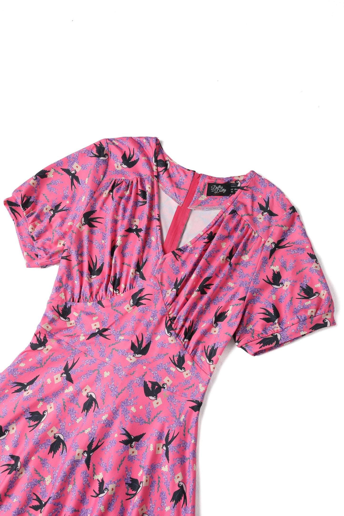 Julia Pink Swallow Sleeved Dress
