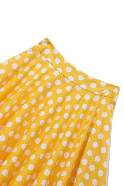Maisie Yellow Polka Dot Full Circle Midi Skirt