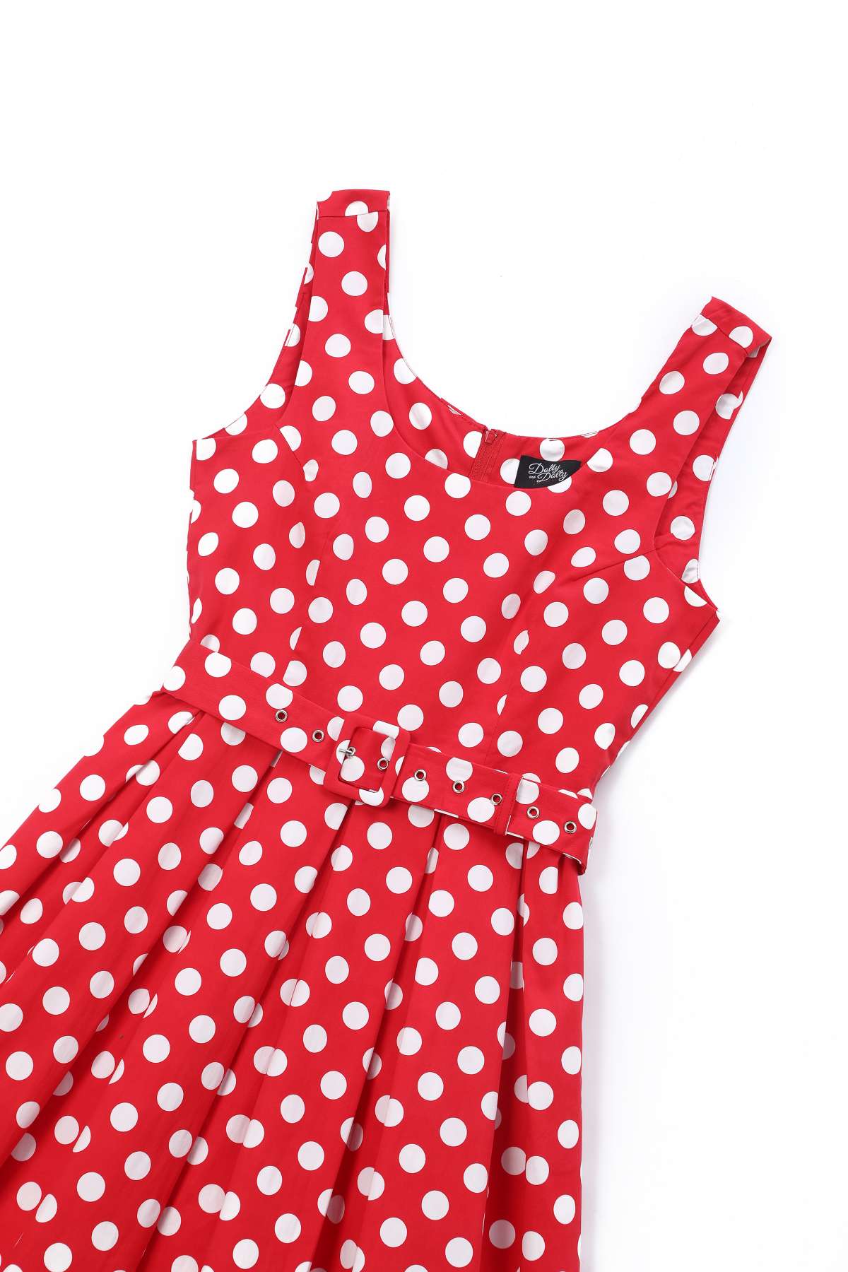 Amanda Retro Red Polka Dot Flared Dress