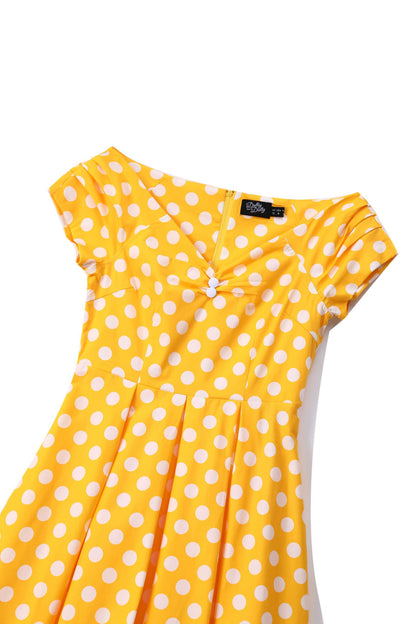Lily Yellow Polka Dot Off Shoulder Dress