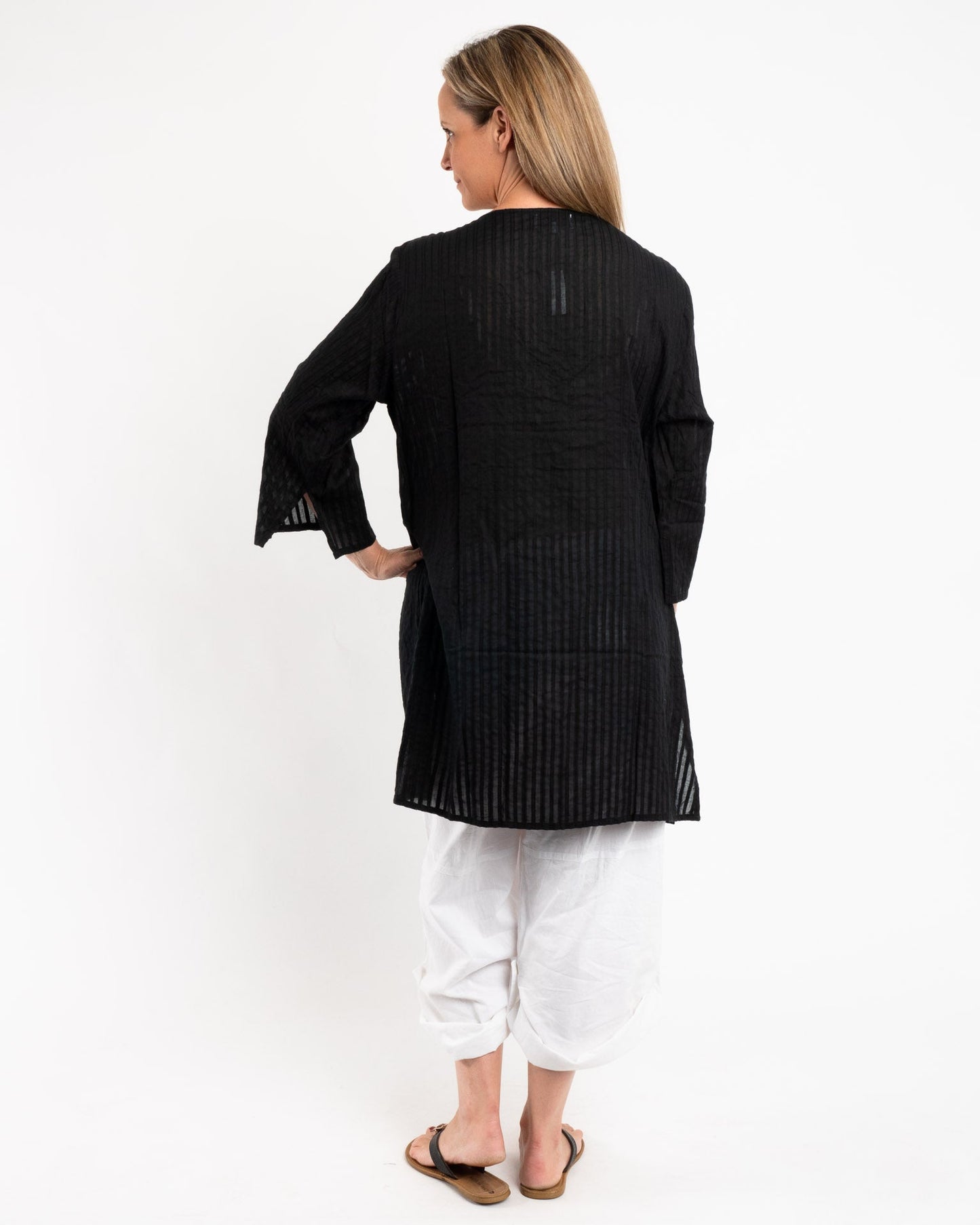 Beaded Kurta Style Top in Black