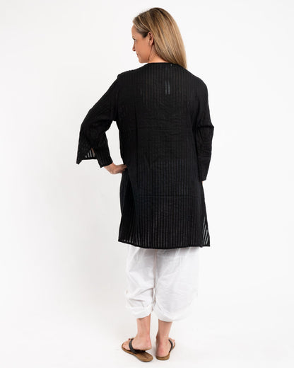 Beaded Kurta Style Top in Black