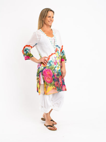 Floral Long Top with Tie
