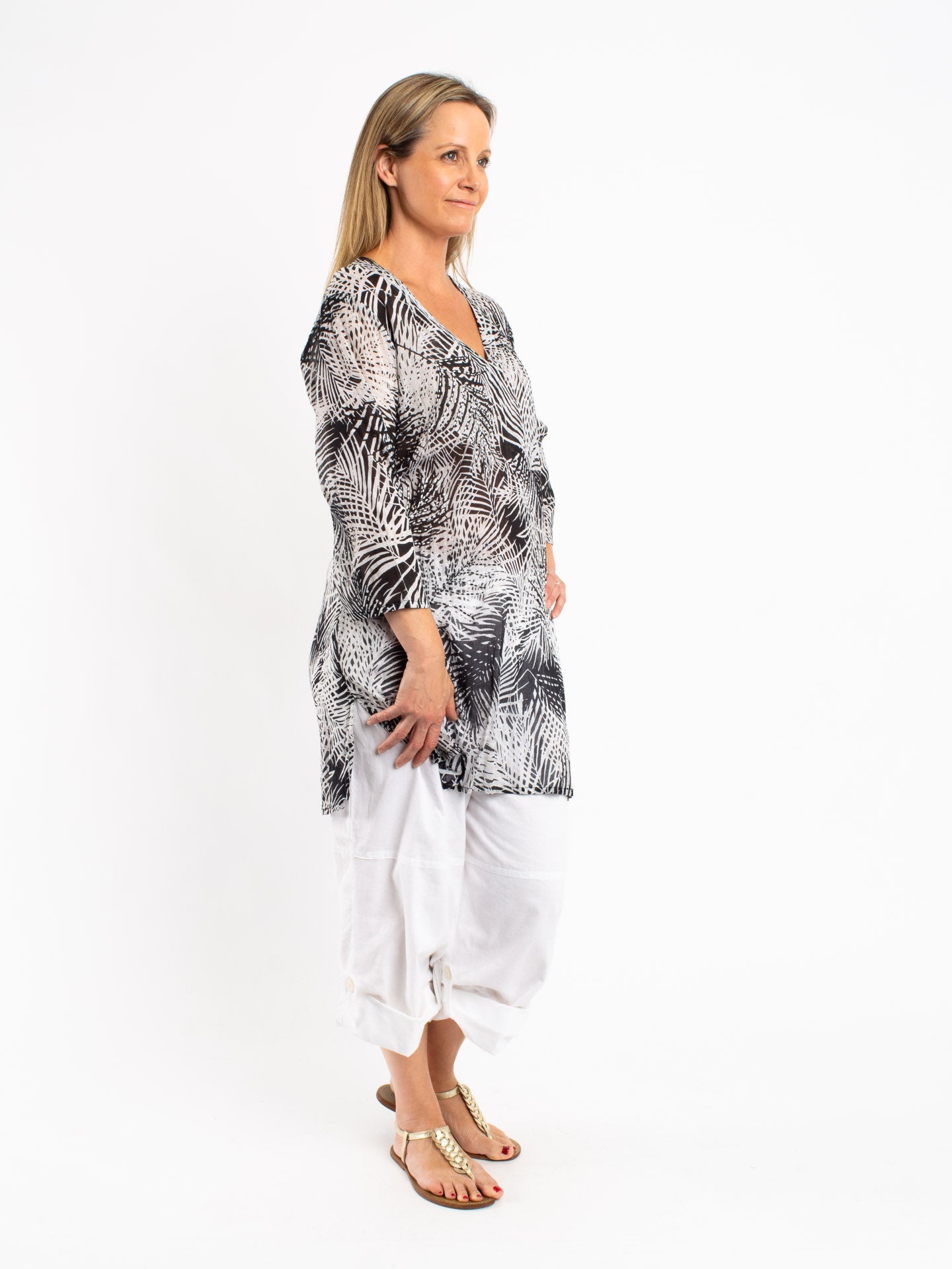Flowing Fern Print Long Top