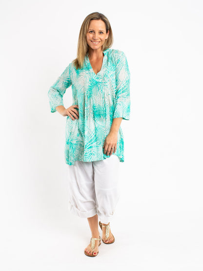 Pleated Long Top in Peppermint Leaf
