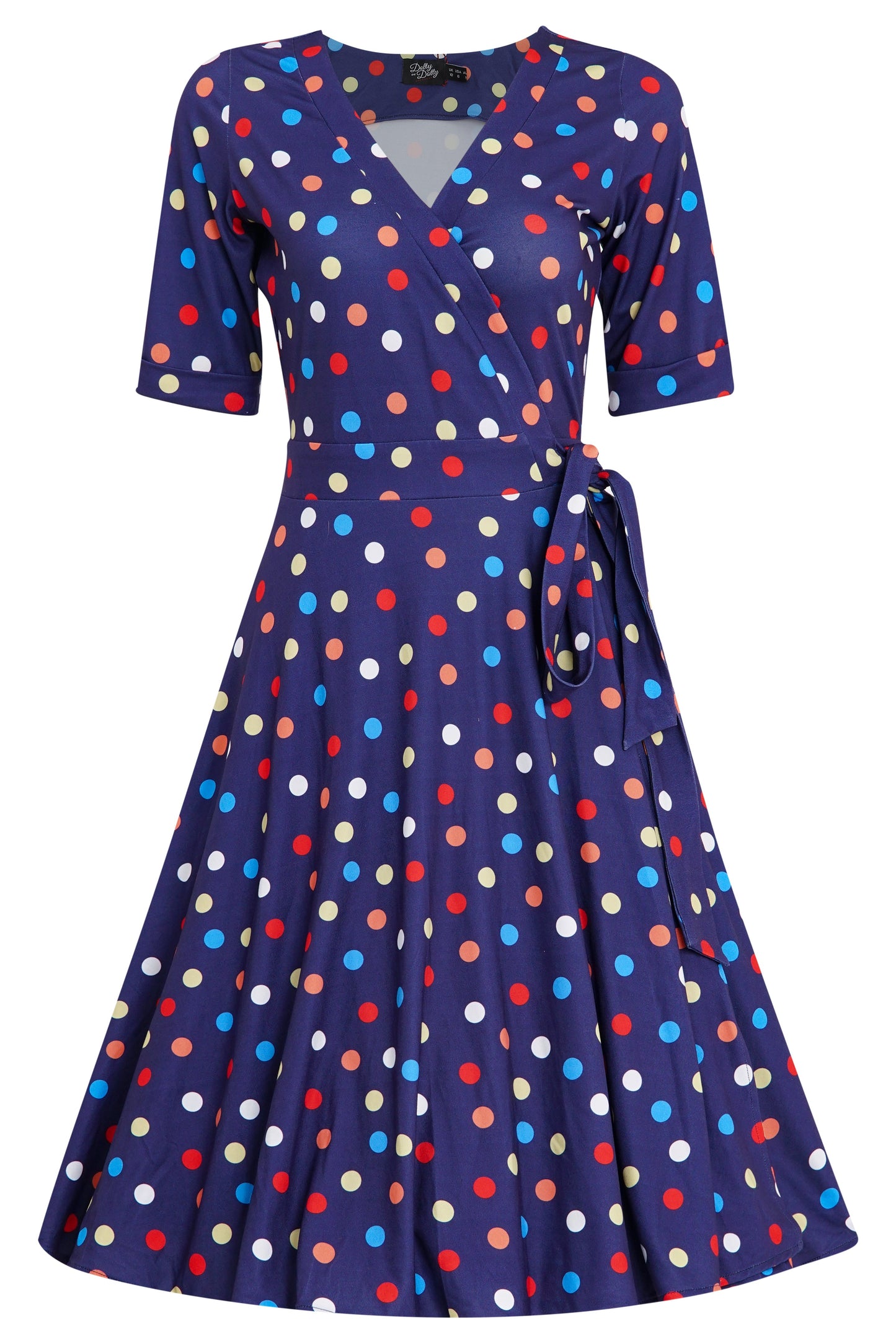 Matilda Colourful Polka Dot Knit Wrap Dress in Purple