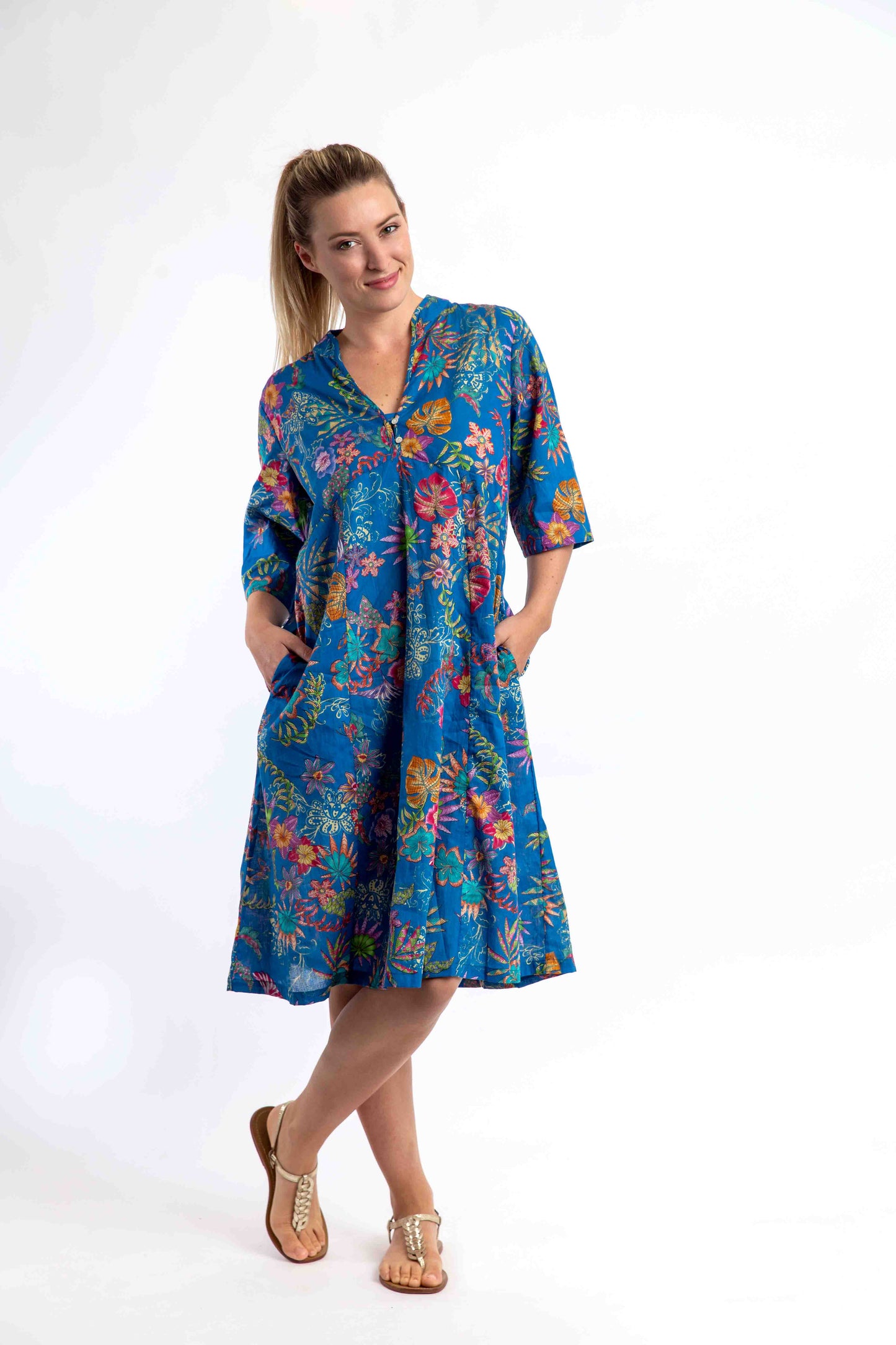 Mareeba Dress in Royal Blue Floral