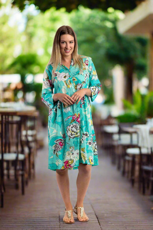 Airley Dress in Ice Green Garden