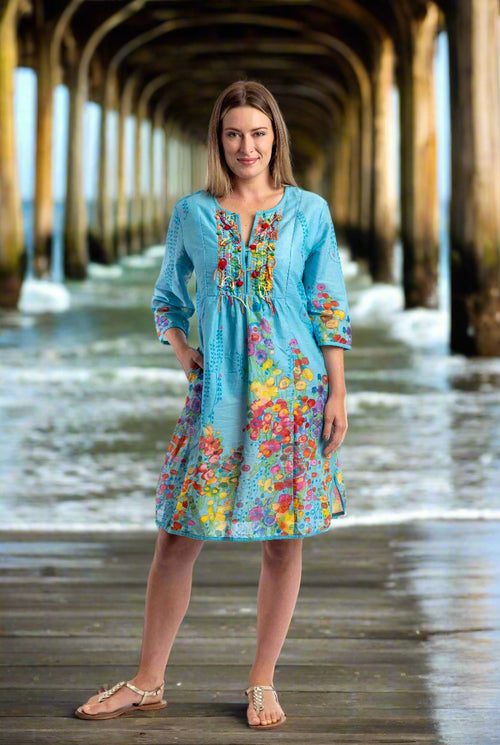 Bangalow Boho Dress in Midday Blue