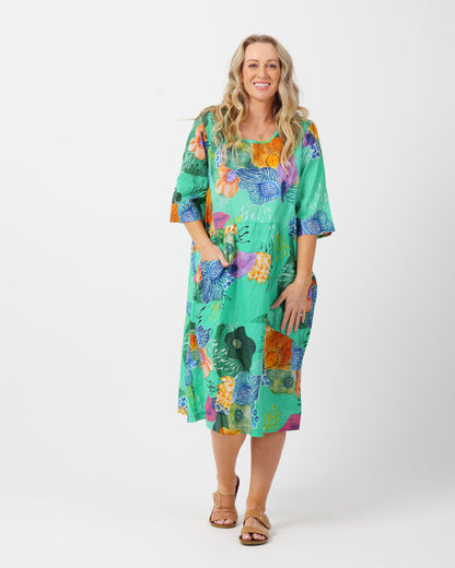 Maleny Dress in Green Marine