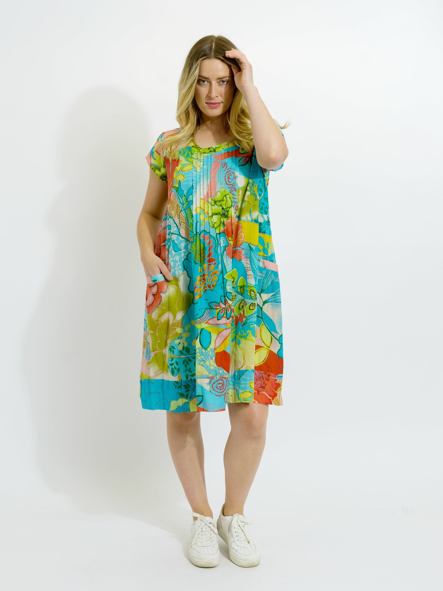 Marcoola dress in Aqua Yellow