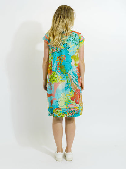 Marcoola dress in Aqua Yellow