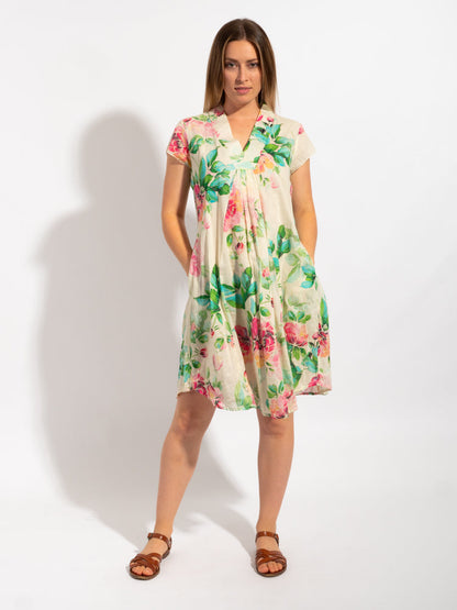 Cabarita Dress in Beige Pink Pretty