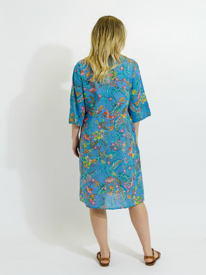 Heron Dress in Blue Garden