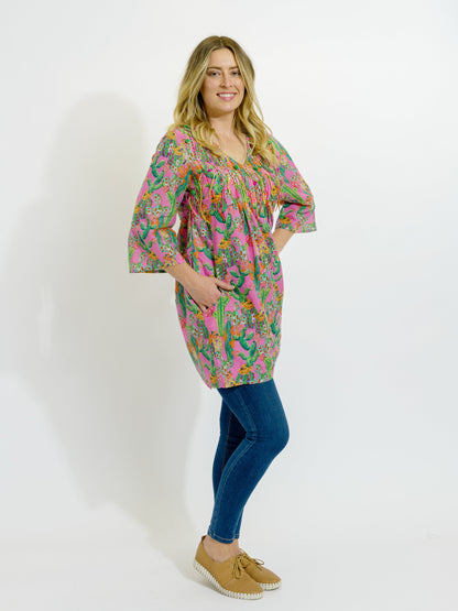 Billinudgel Dress in Pink Cactus