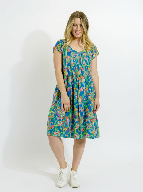 Marcoola dress in Blue Cactus