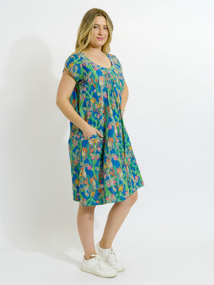 Marcoola dress in Blue Cactus