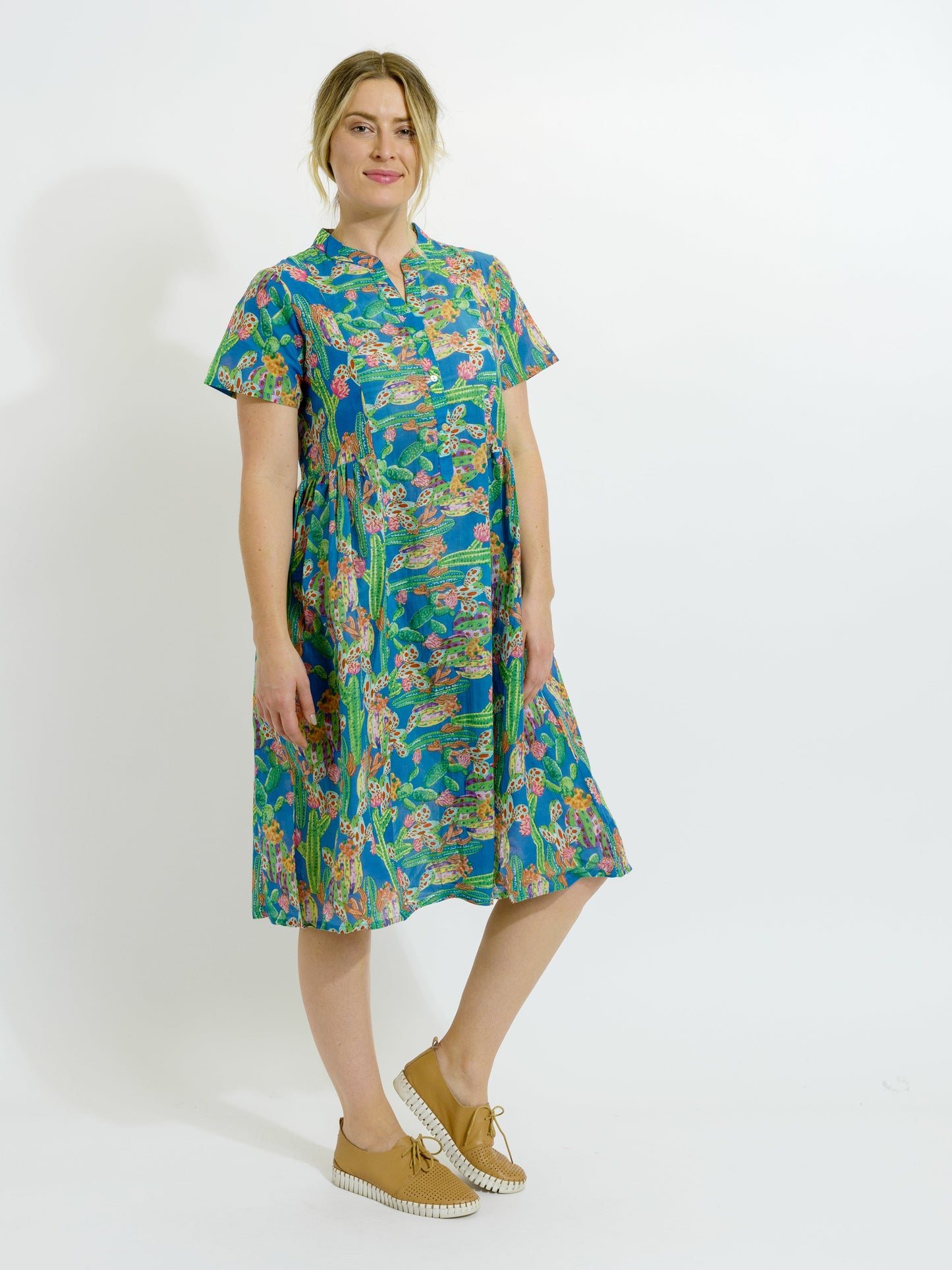 Airley Dress in Blue Cactus