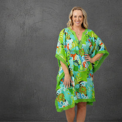 Bedarra Kaftan Dress in Kaleido Garden