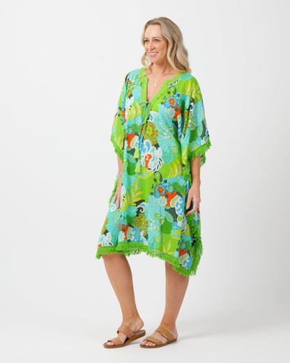 Bedarra Kaftan Dress in Kaleido Garden