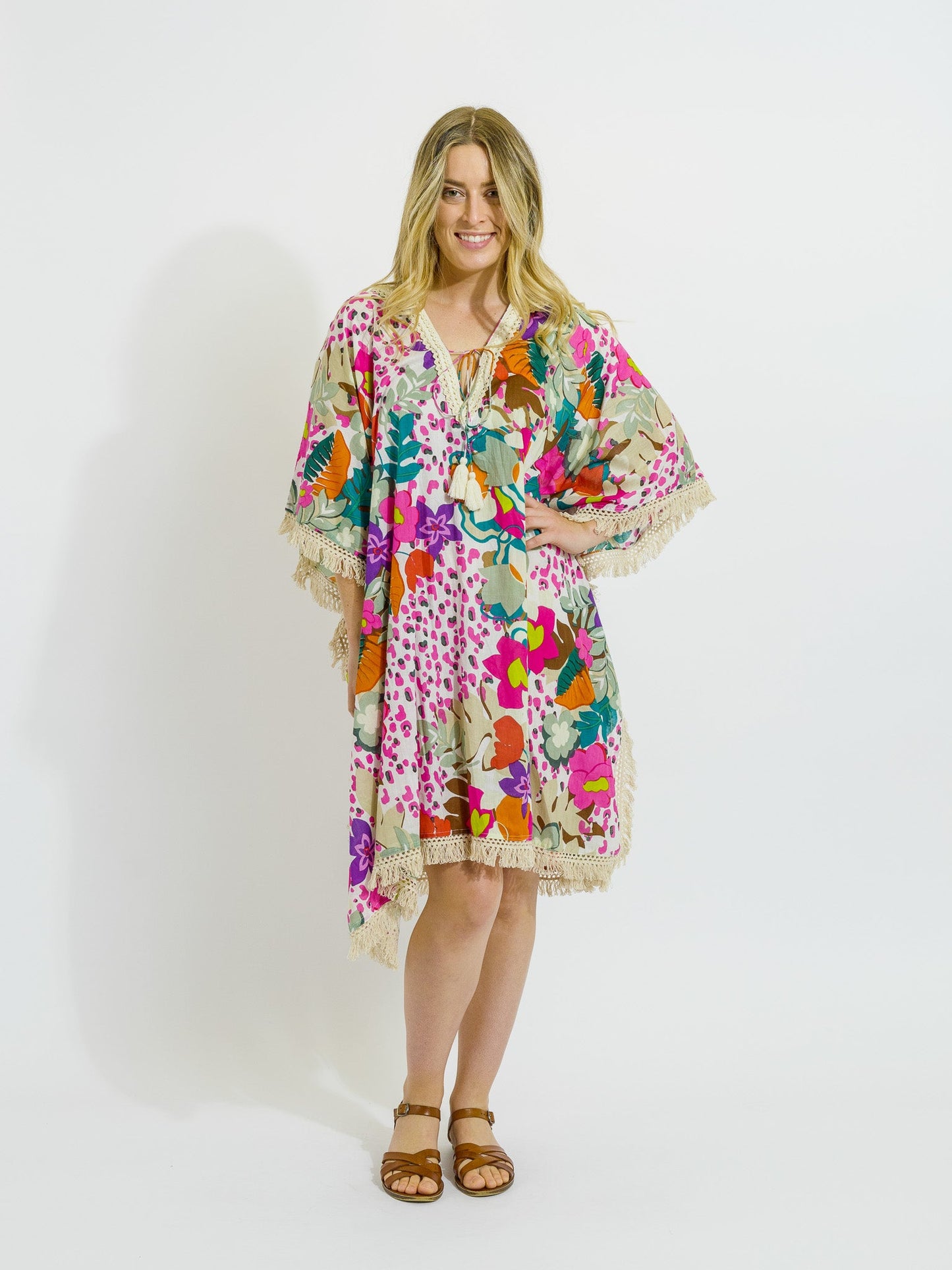 Bedarra Kaftan in Fresh Pink Floral