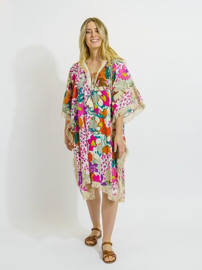 Bedarra Kaftan in Fresh Pink Floral