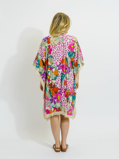 Bedarra Kaftan in Fresh Pink Floral
