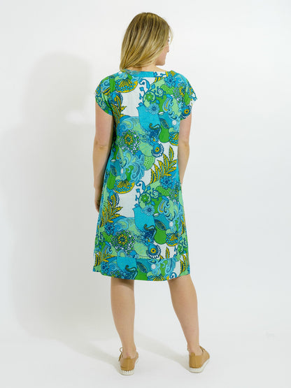 Marcoola Dress in Kaleido Lime