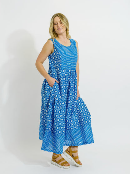 Sarina dress in Blue and White