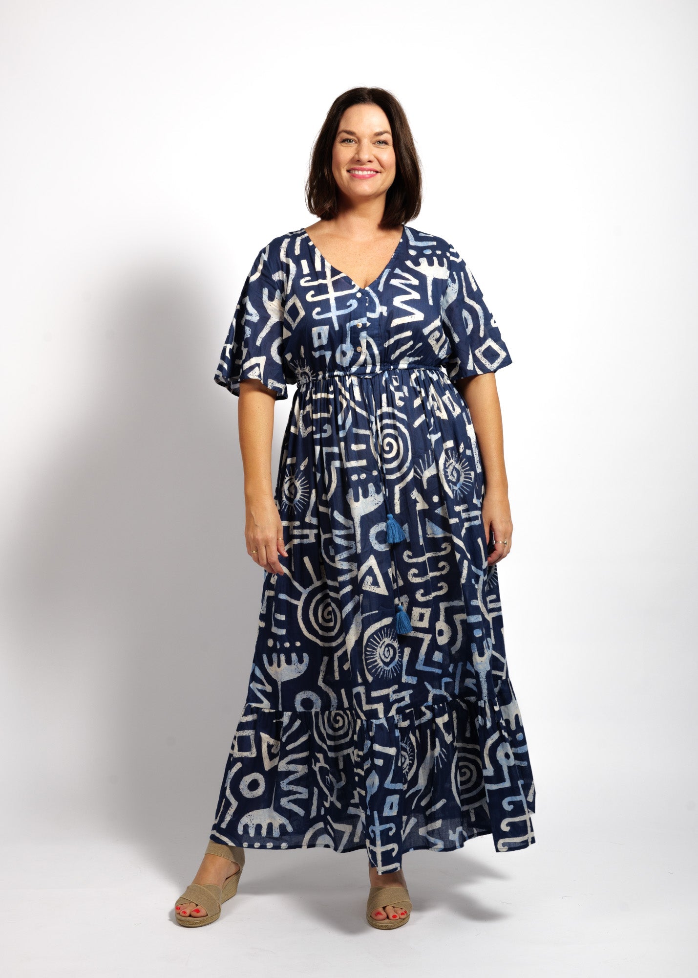 Bella Dress in Blue Symbols