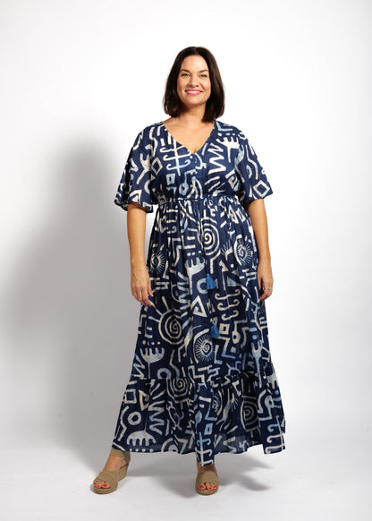Bella Dress in Blue Symbols