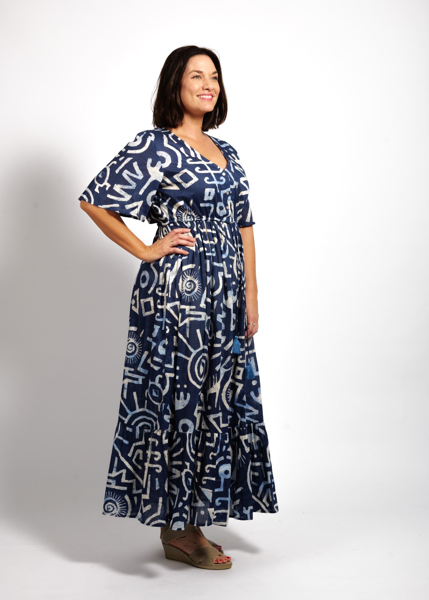 Bella Dress in Blue Symbols