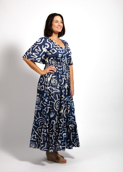 Bella Dress in Blue Symbols