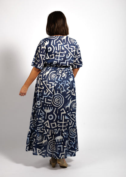 Bella Dress in Blue Symbols