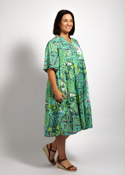 Eva Dress in Green Swirl